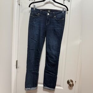Paige Skyline Skinny Crop cuffed Hem Jeans women’s Sz 26 dark blue closet staple